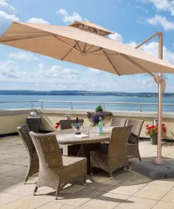 Ô Dù Lệch Tâm Ngoài Trời Nâng Hạ Đế Nhựa