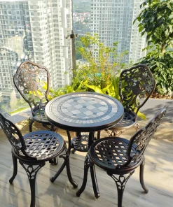 Bộ Bàn Ghế Ban Công Ngoài Trời Mặt Đá D60