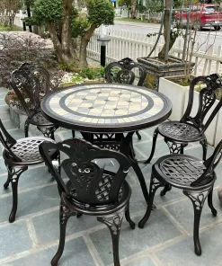 Bộ Bàn Ghế Ngoài Trời Mặt Đá 6 Ghế