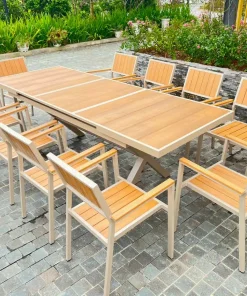 Bàn Ghế Sân Vườn Composit Thông Minh D180/240