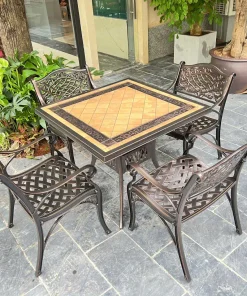 Bộ Bàn Ghế Nhôm Đúc Mặt Đá BV-D90