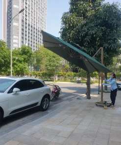 Dù hòa phát lệch tâm vuông 3m hợp kim nhôm xoay 360 màu xanh