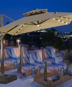 Ô lệch tâm có đèn 3x3m hợp kim có đèn dạng sao màu Be cffe đế nhựa đổ nước