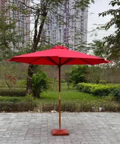 Ô dù hòa phát chính tâm cán gỗ 3m màu đỏ